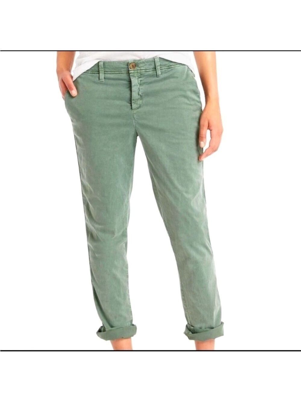 GAP Girlfriend Chino Cotton Pants in Green, size 0